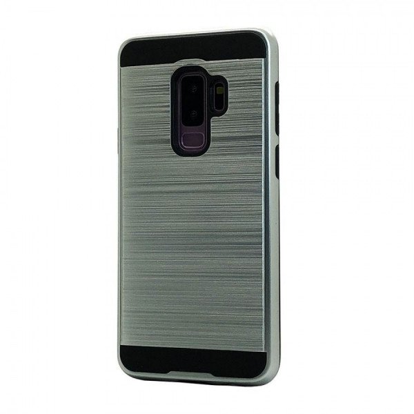 Wholesale Slim Brushed Armor Hybrid Case for Galaxy S9 (Silver)
